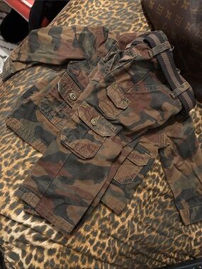 Wrangler Brown and Olive Camo Kids Cargo Pants suit